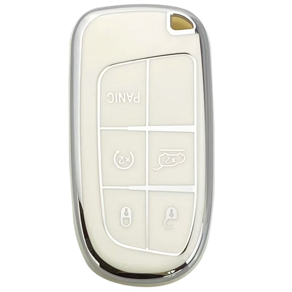 White Silver Key Fob Cover for Jeep Grand Cherokee Compass Cherokee Renegade